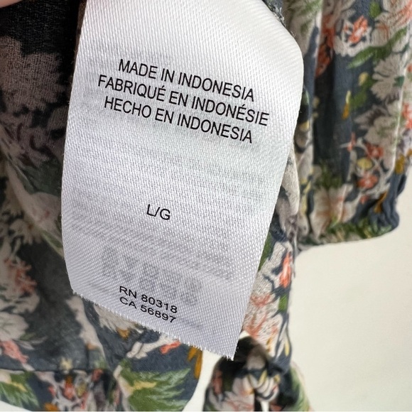 Lucky Brand Beautiful Floral Snap Wrap Long Sleeve Blouse L - Picture 12 of 14